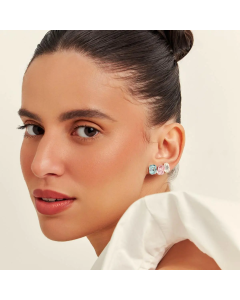 Trio de brincos em ródio branco