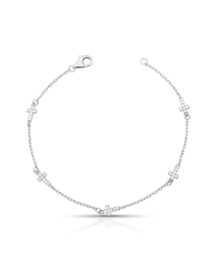 Pulseira prata 925 com mini cruz cravejada