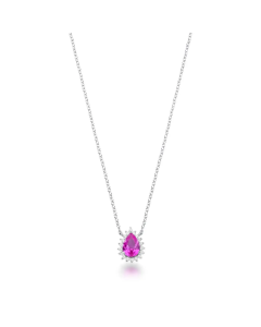 Colar prata 925 com gota rosa