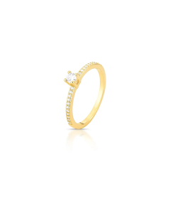 Anel solitário com aro cravejado ARO 18