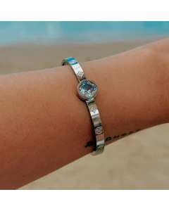 Bracelete aço inox com detalhe trevo