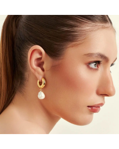 Argola robusta com pérola shell