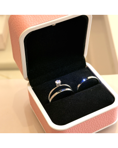 Par de alianças aço inox + solitário feminino