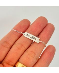 Pulseira infantil prata 925 com gravação e ns aparecida