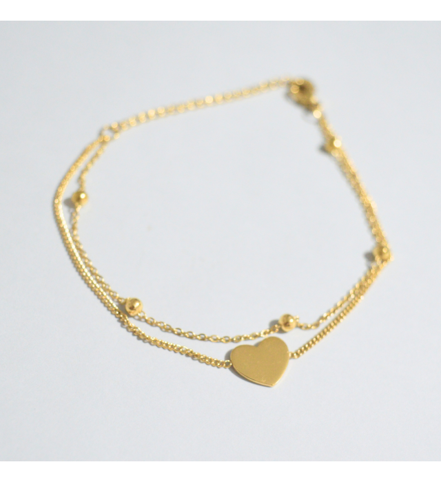 Pulseira dupla com coração