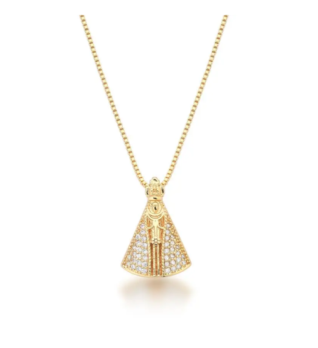 Colar com imagem NSAparecida mante cristal