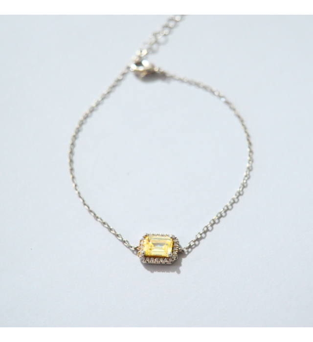 Pulseira prata 925 retangular amarelo