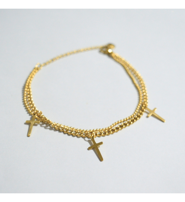 Pulseira dupla com cruz