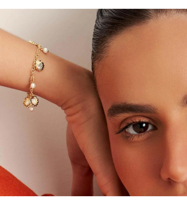 Pulseira conchinhas e pérolas shell