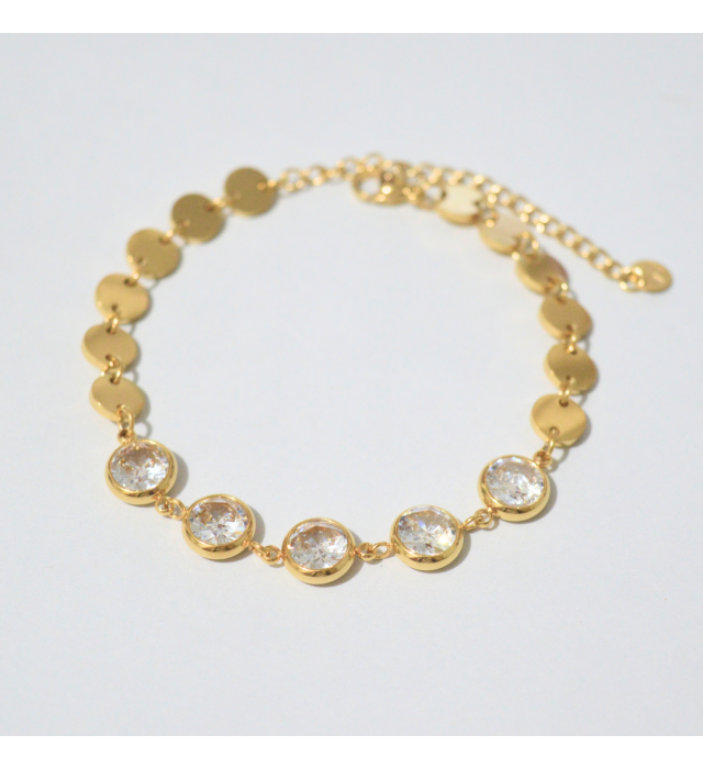 Pulseira pedras e bolinhas chapadas