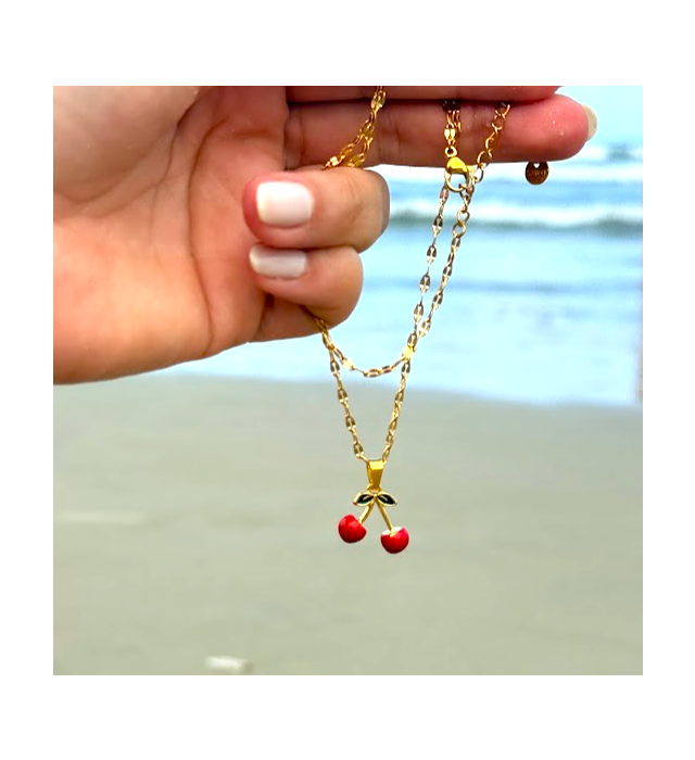 Colar cereja em aço