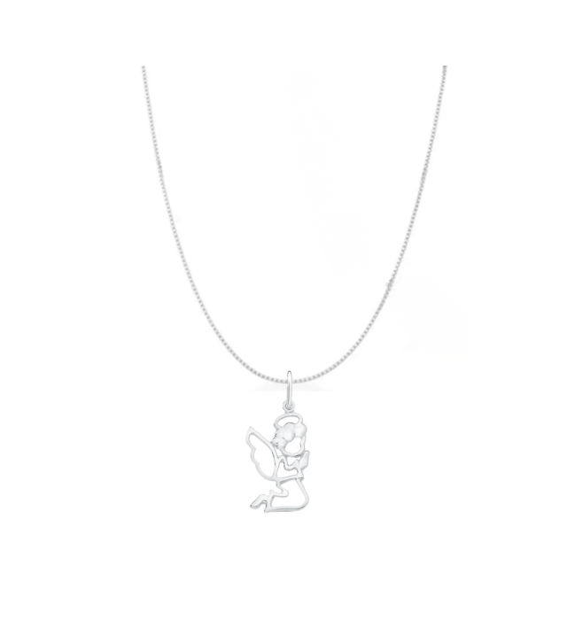 Colar prata 925 com anjo rezando