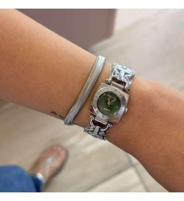 Pulseira malha lacraia em ródio branco