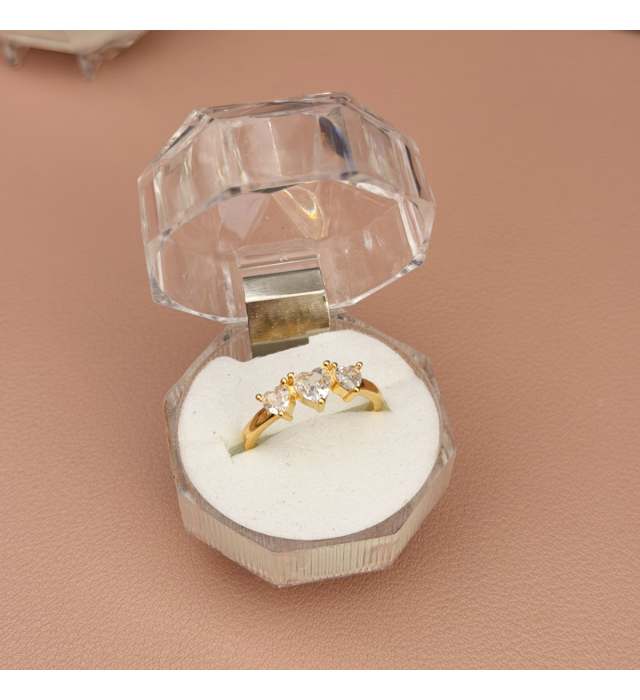 Anel 3 coração zircônia aro 16