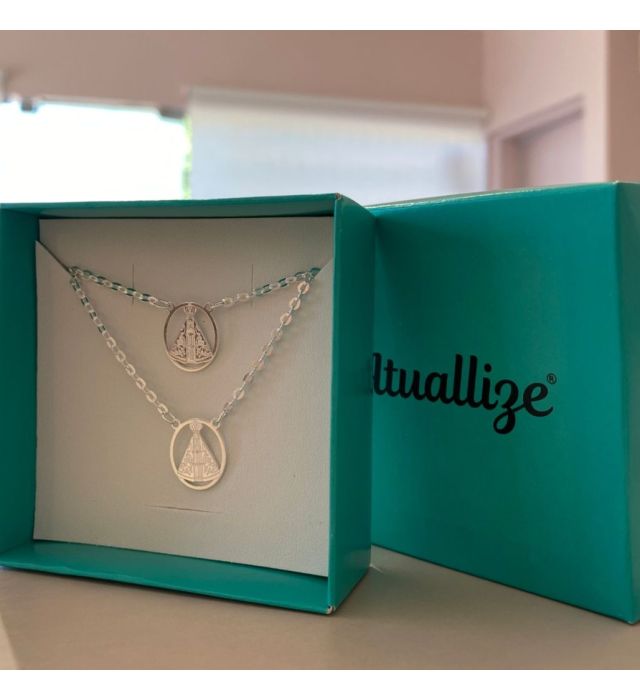 Escapulário prata 925 com N S Aparecida